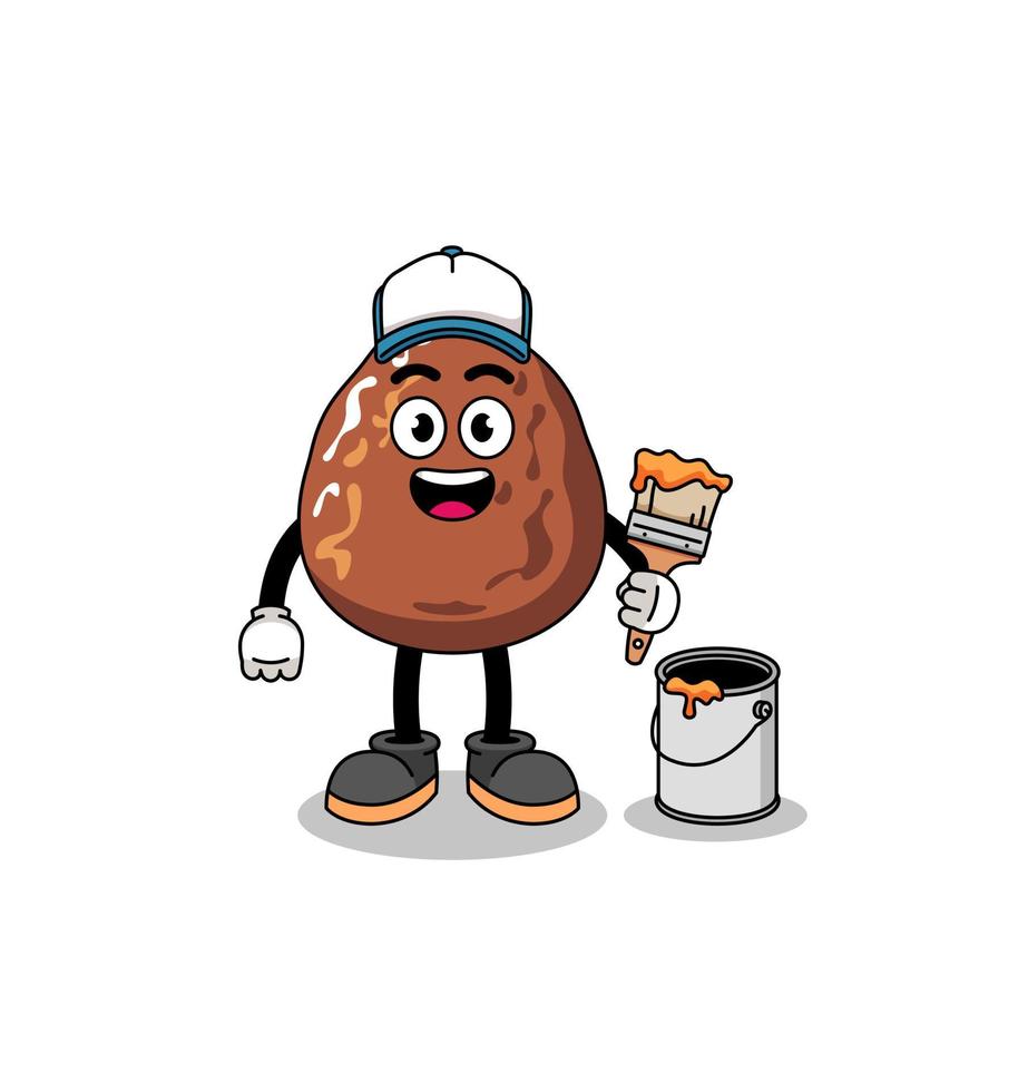 Character mascot of date fruit as a painter vector