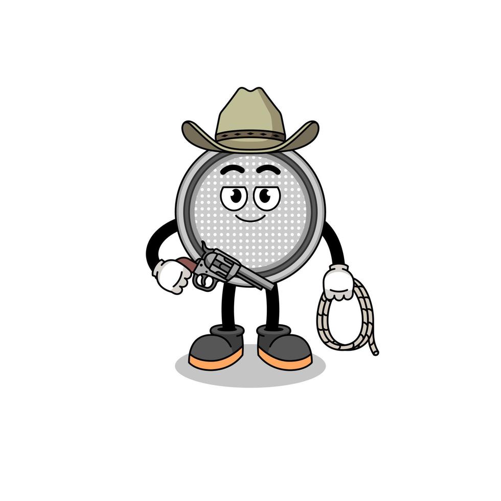 Character mascot of button cell as a cowboy vector