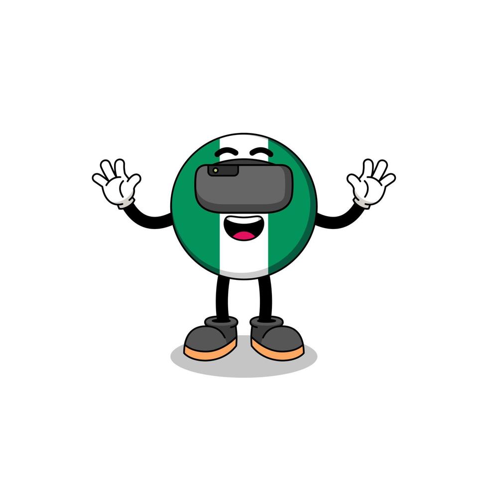 Illustration of nigeria flag with a vr headset vector