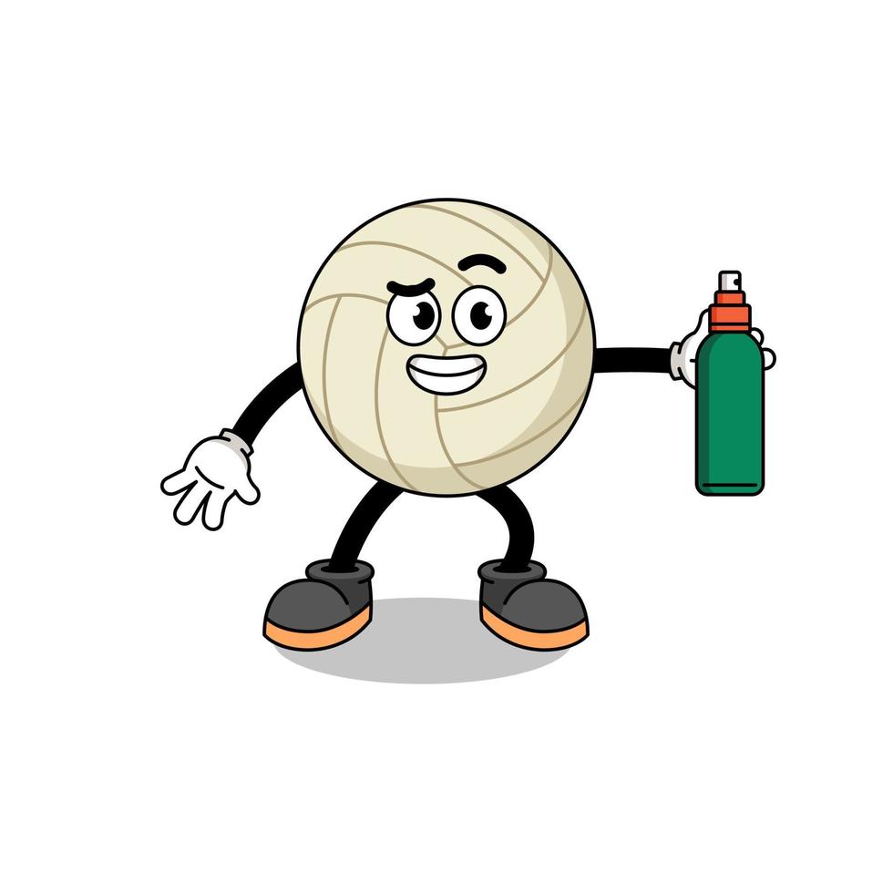 volleyball illustration cartoon holding mosquito repellent vector