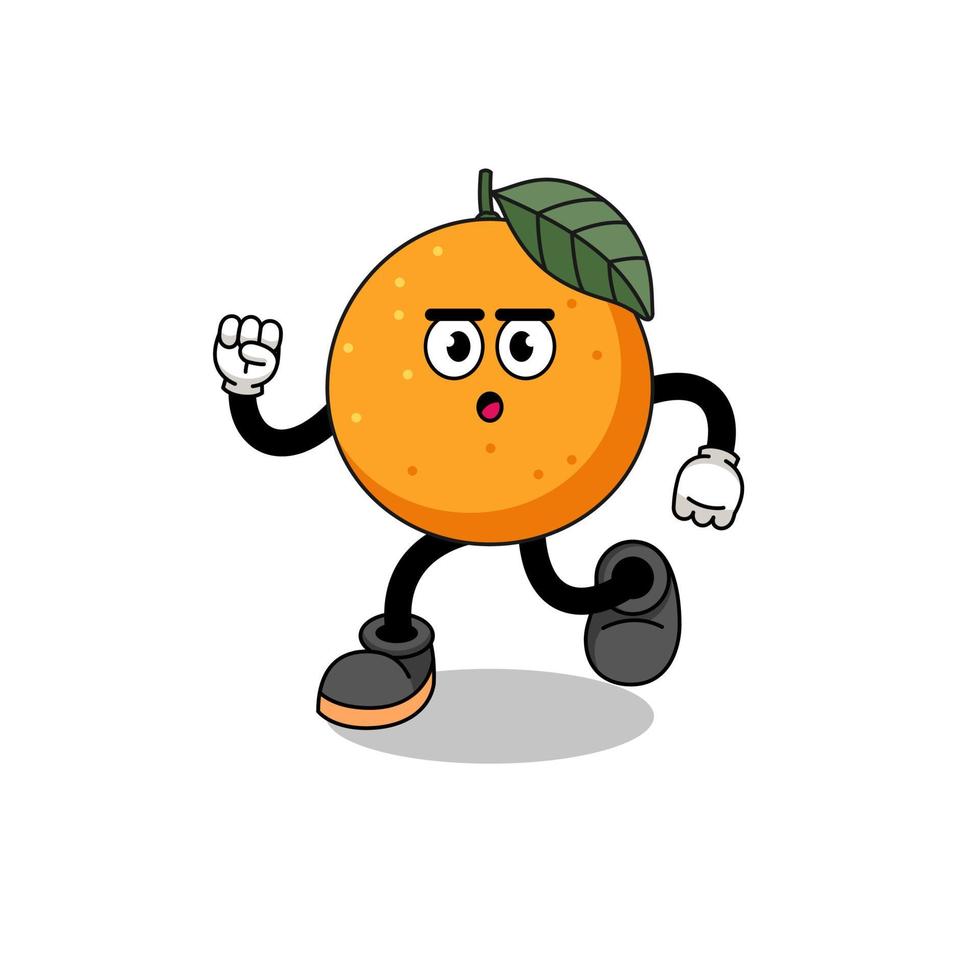 ilustración de mascota de fruta naranja corriendo vector