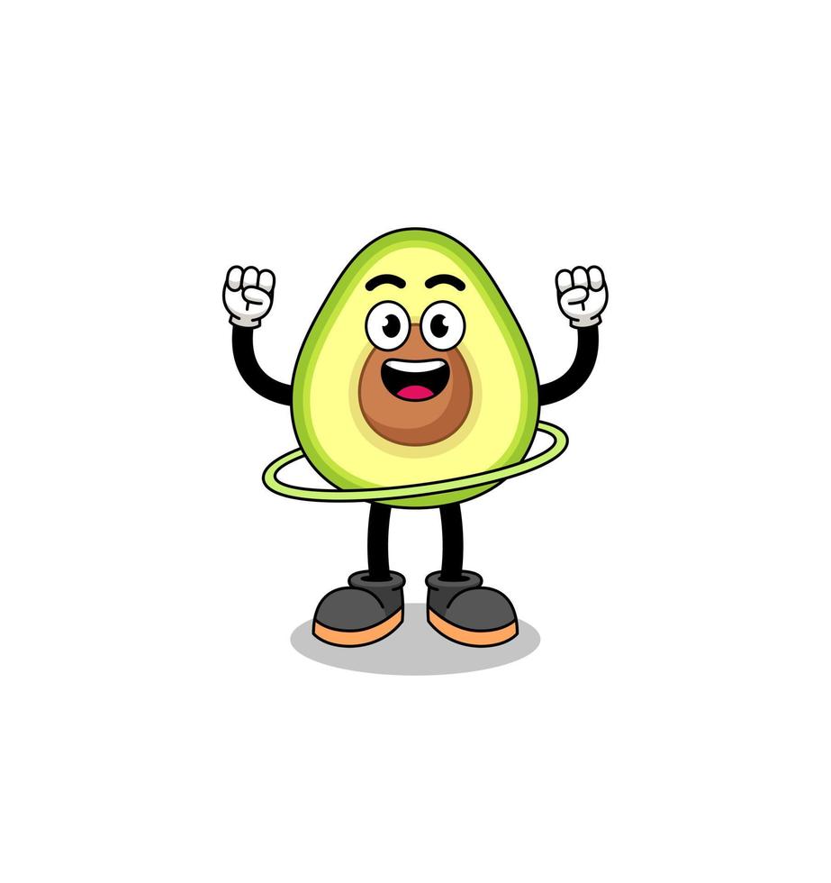 Character Illustration of avocado playing hula hoop vector