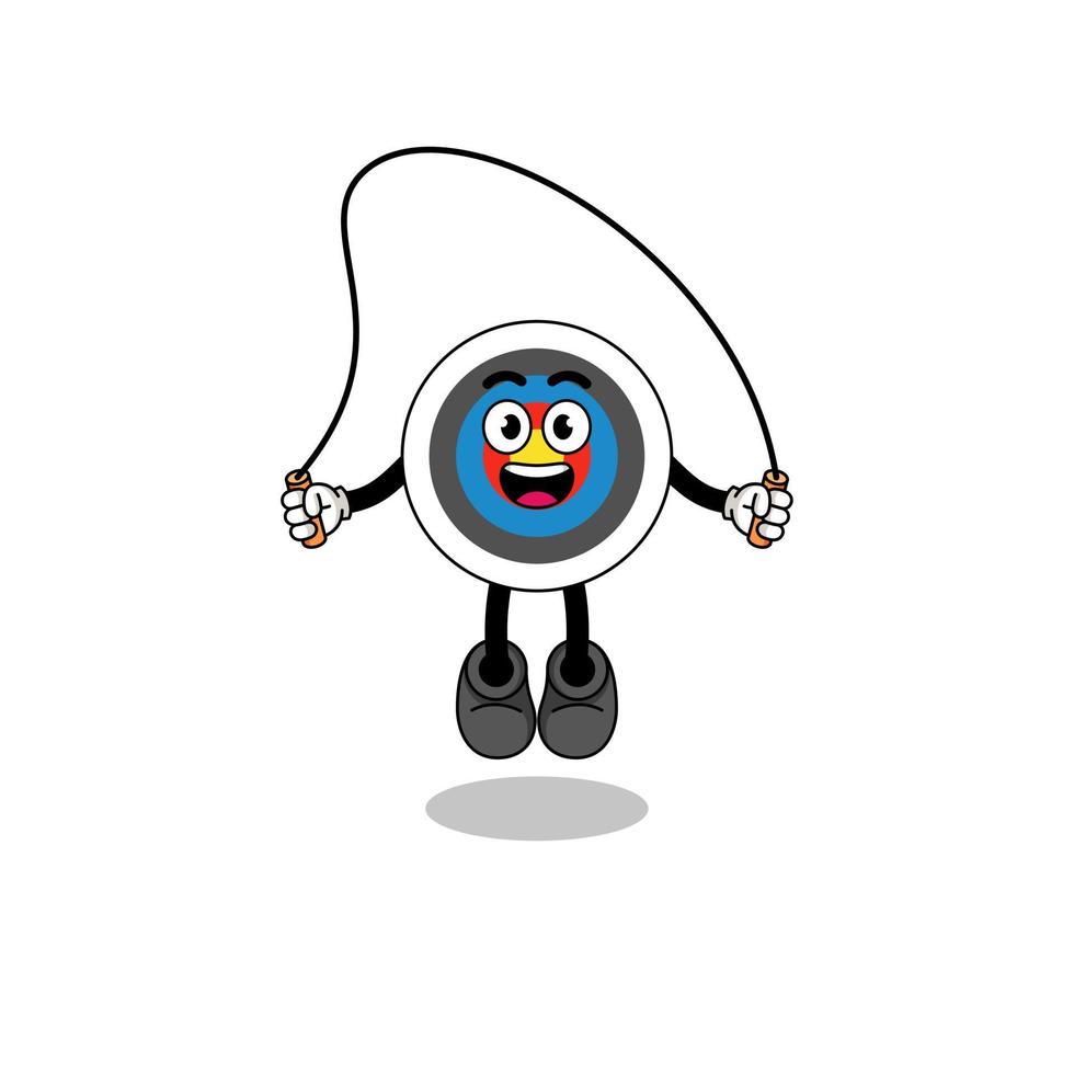 archery target mascot cartoon is playing skipping rope vector