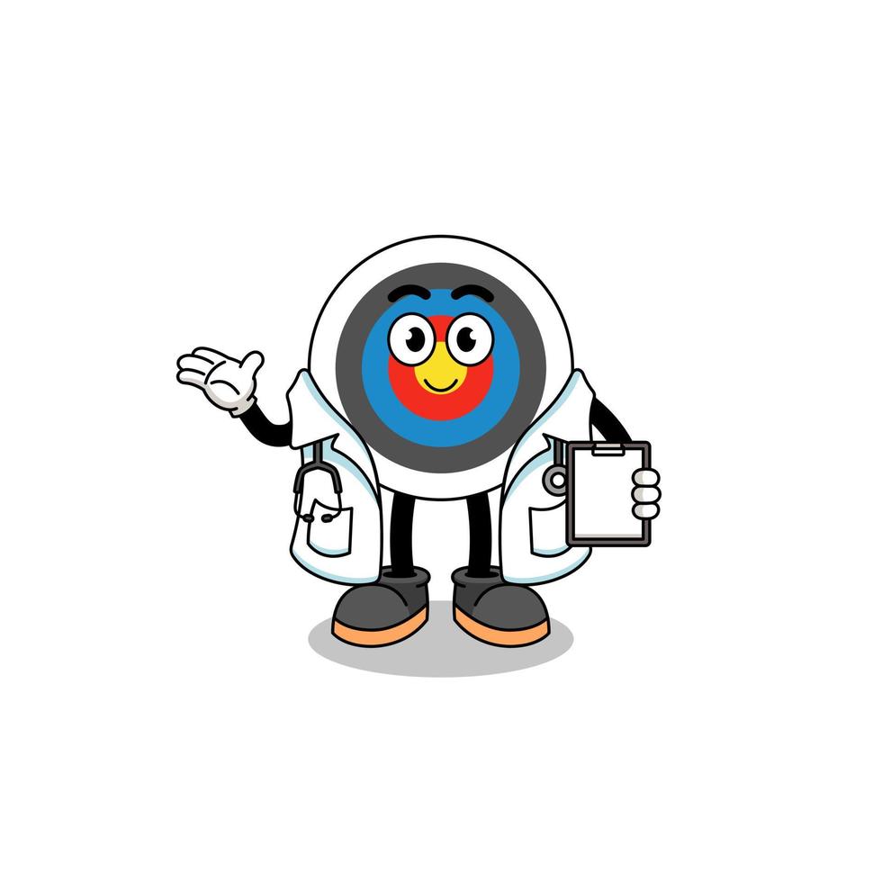 Cartoon mascot of archery target doctor vector