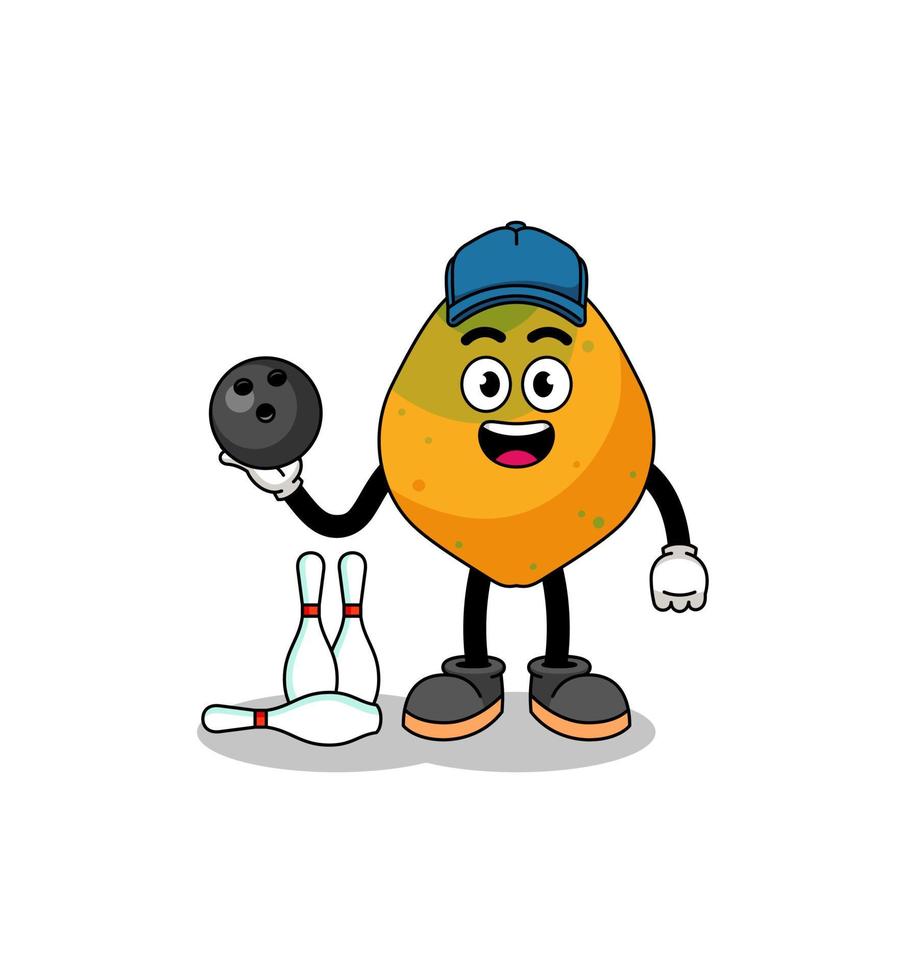 mascota de papaya como jugador de bolos vector