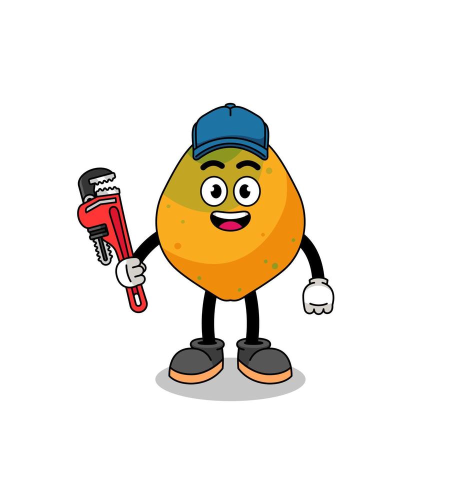 papaya fruit illustration cartoon as a plumber vector