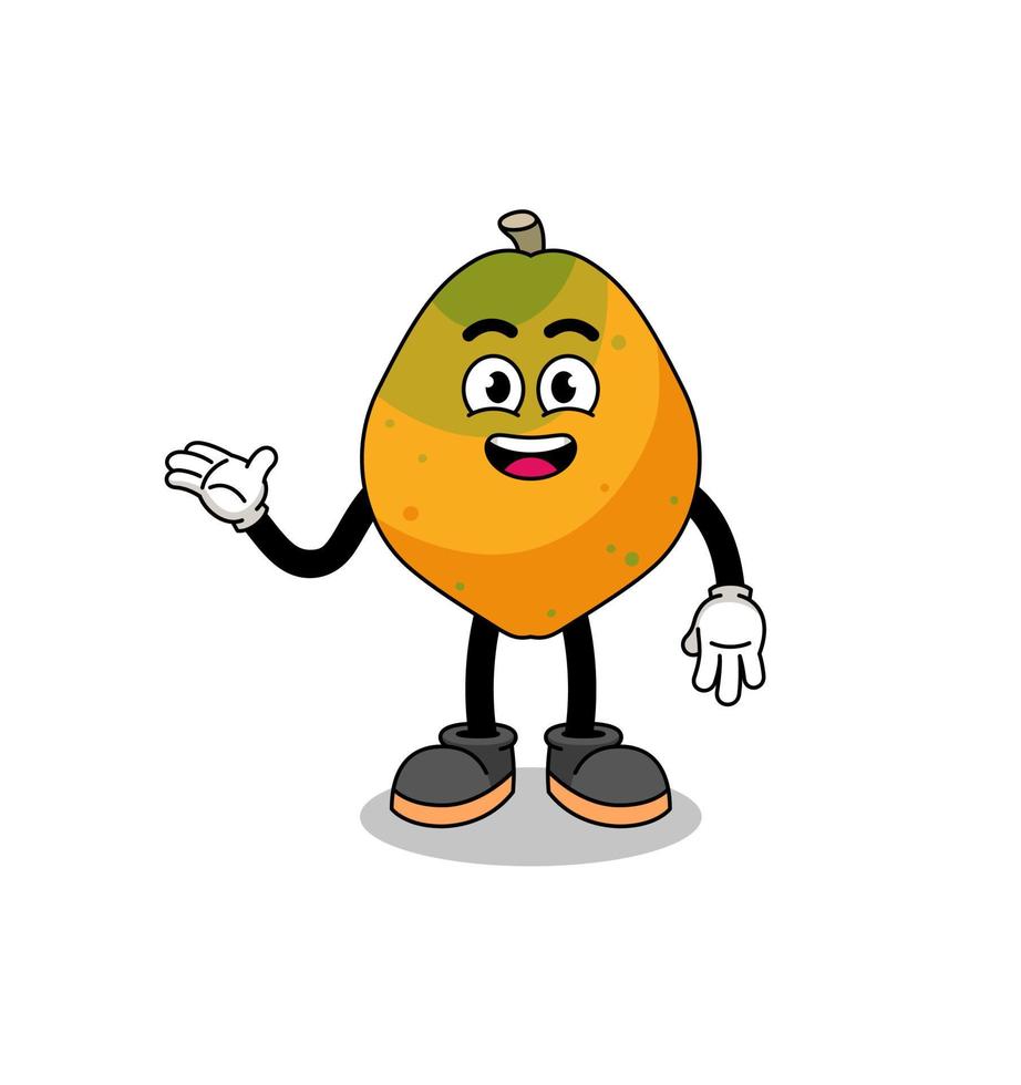 dibujos animados de fruta de papaya con pose de bienvenida vector