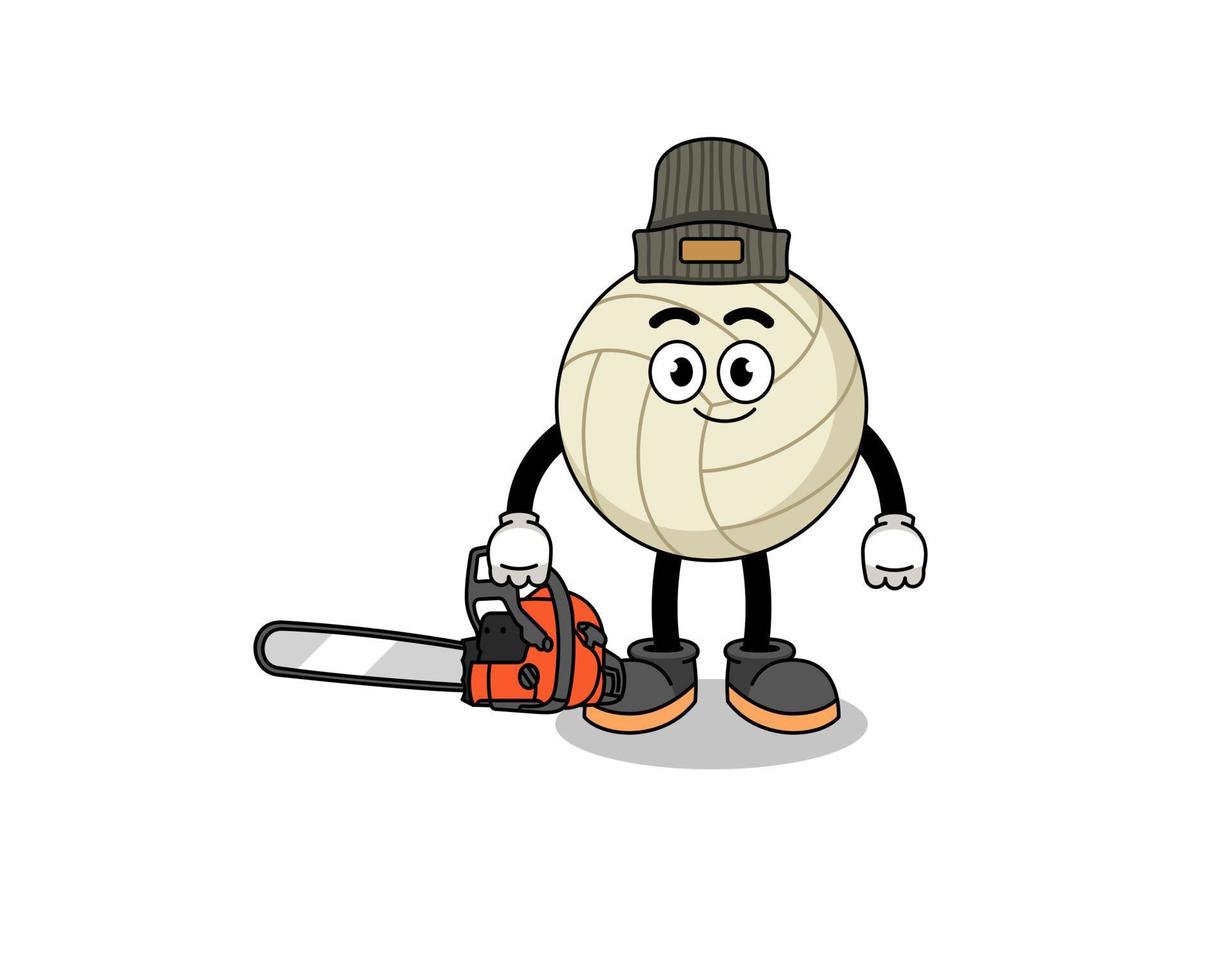 volleyball illustration cartoon as a lumberjack vector