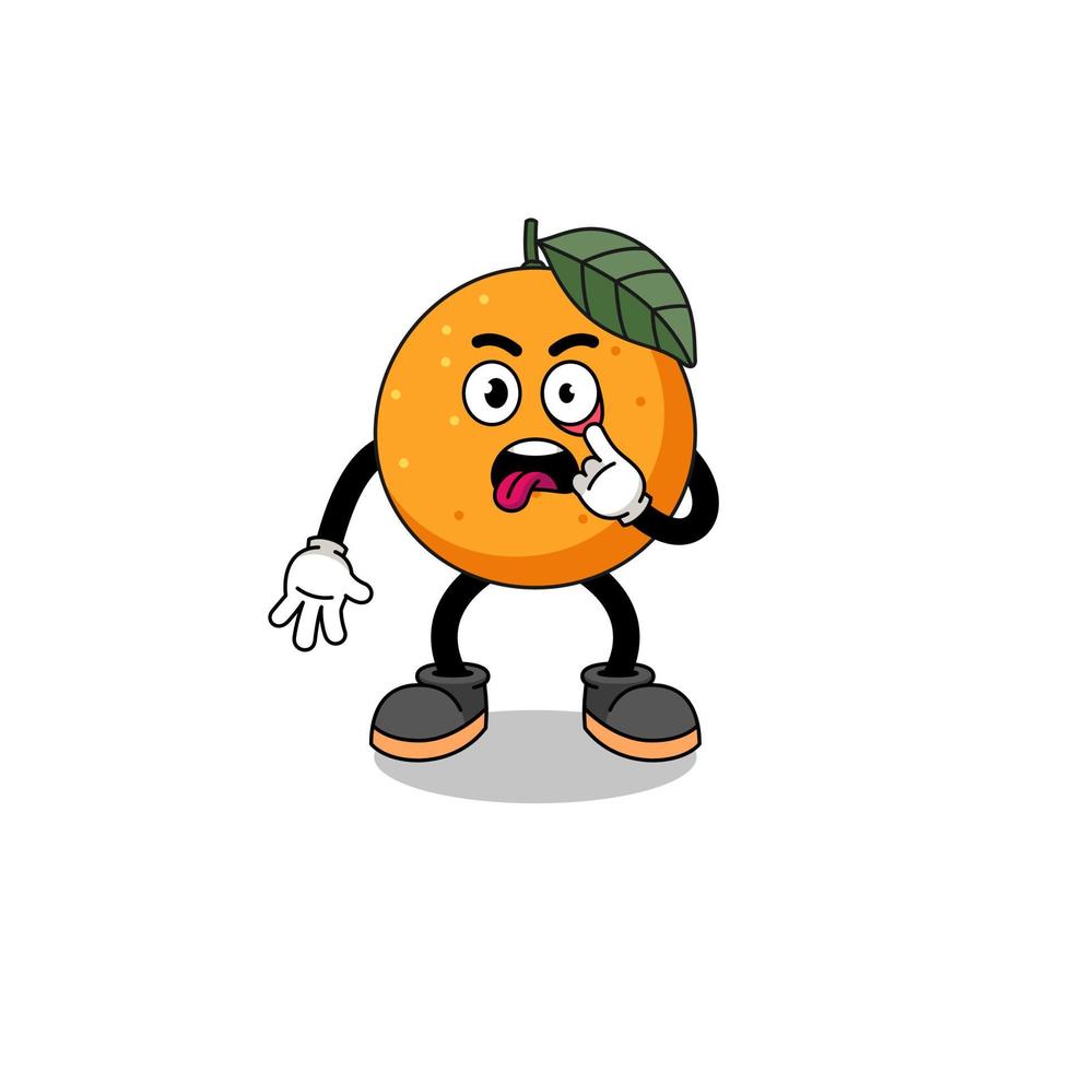 Character Illustration of orange fruit with tongue sticking out vector
