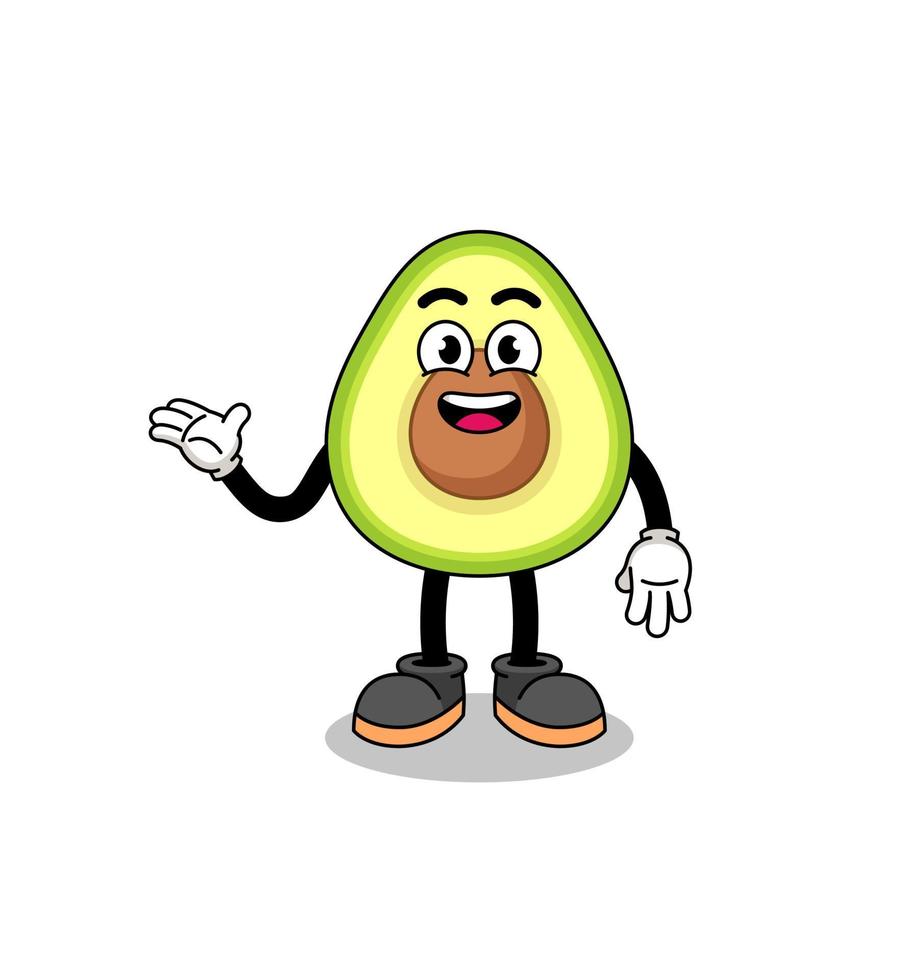 avocado cartoon with welcome pose vector