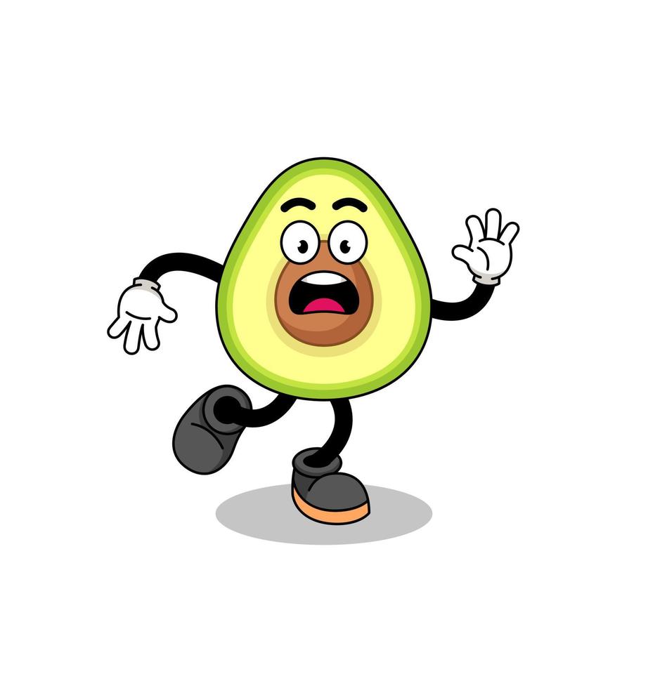 slipping avocado mascot illustration vector