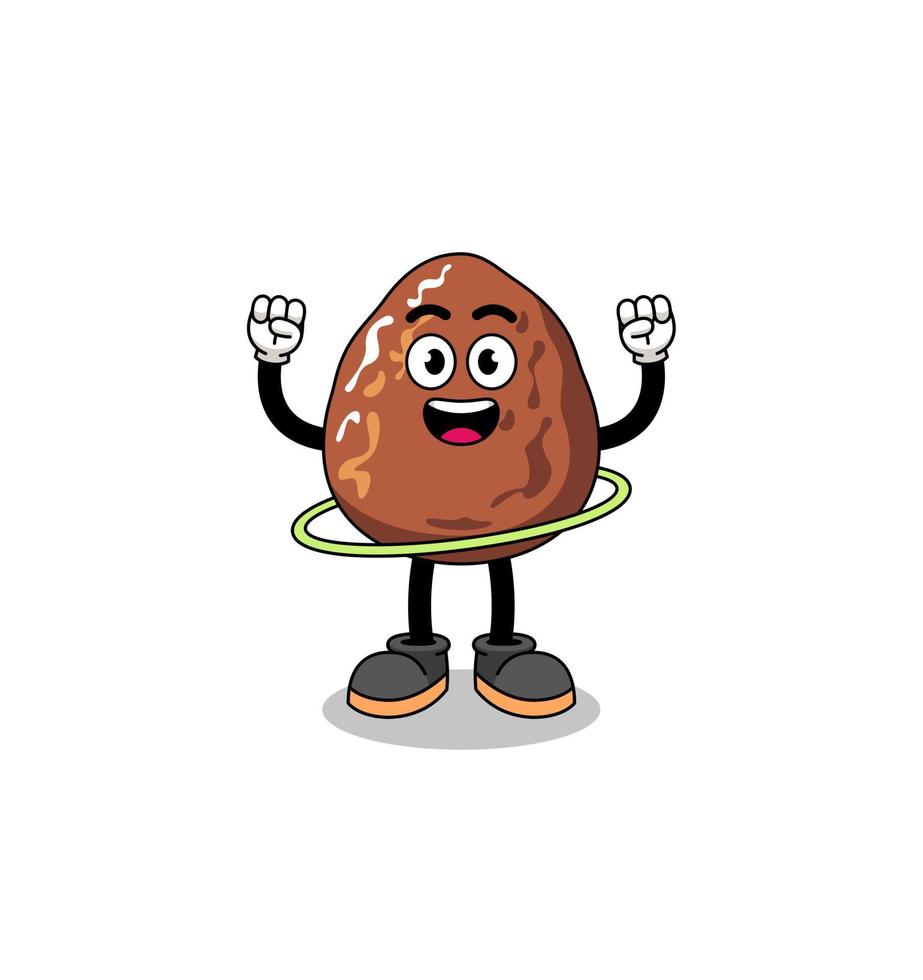 Character Illustration of date fruit playing hula hoop vector