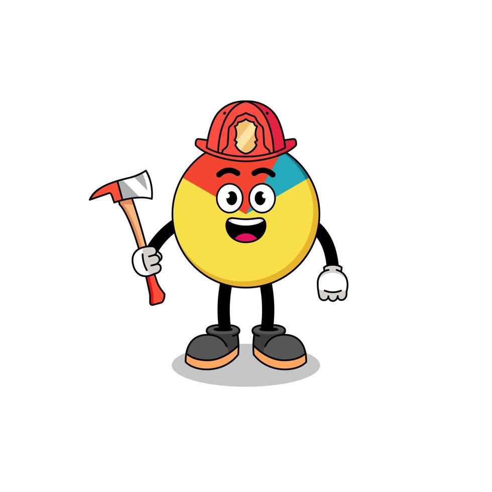 Cartoon mascot of chart firefighter vector