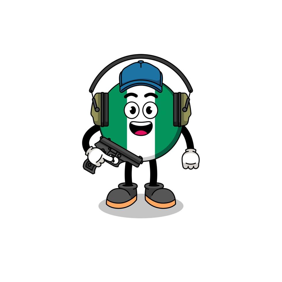 Character mascot of nigeria flag doing shooting range vector