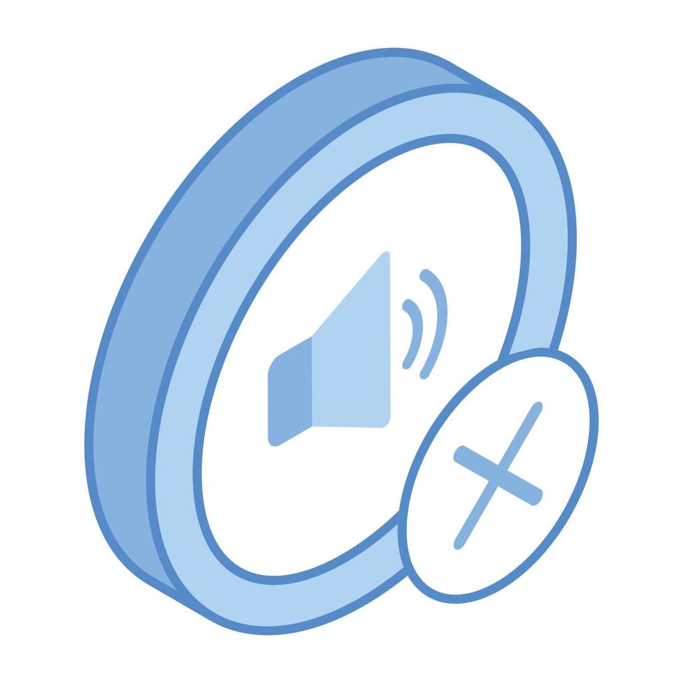 A trendy isometric icon of mute, editable vector