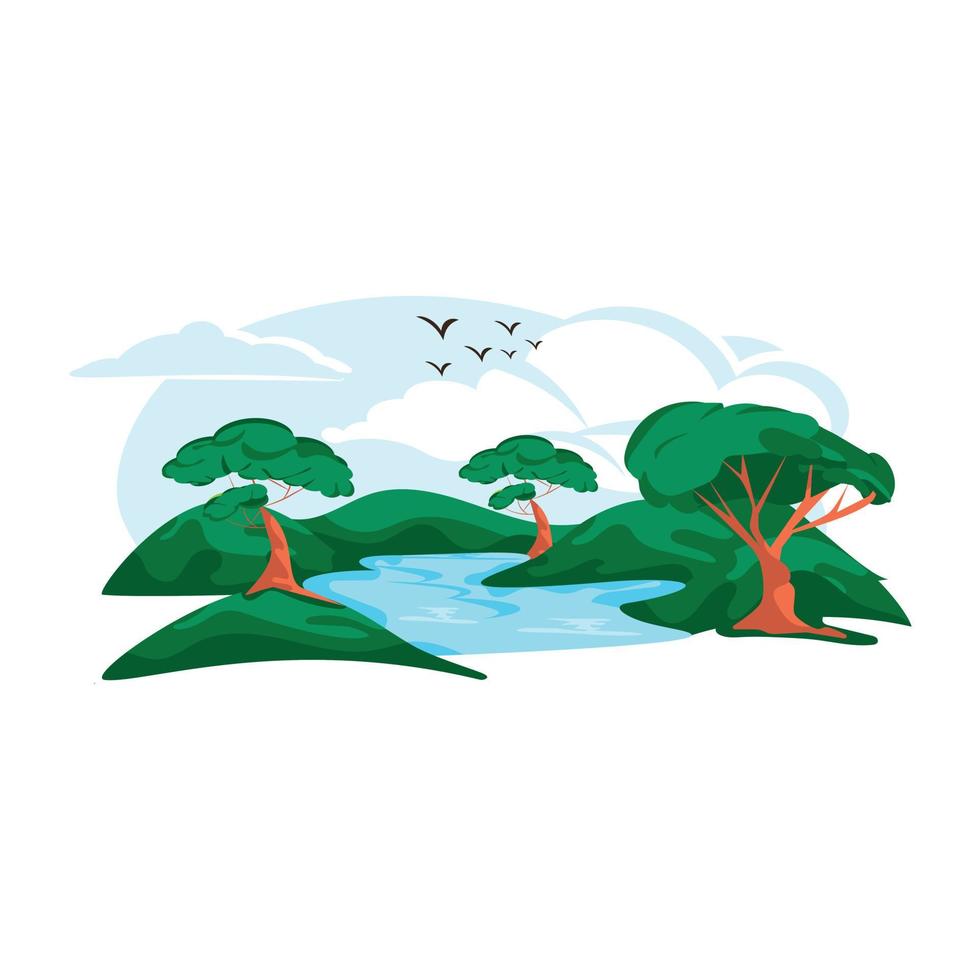 descarga este diseño plano de paisaje ribereño vector