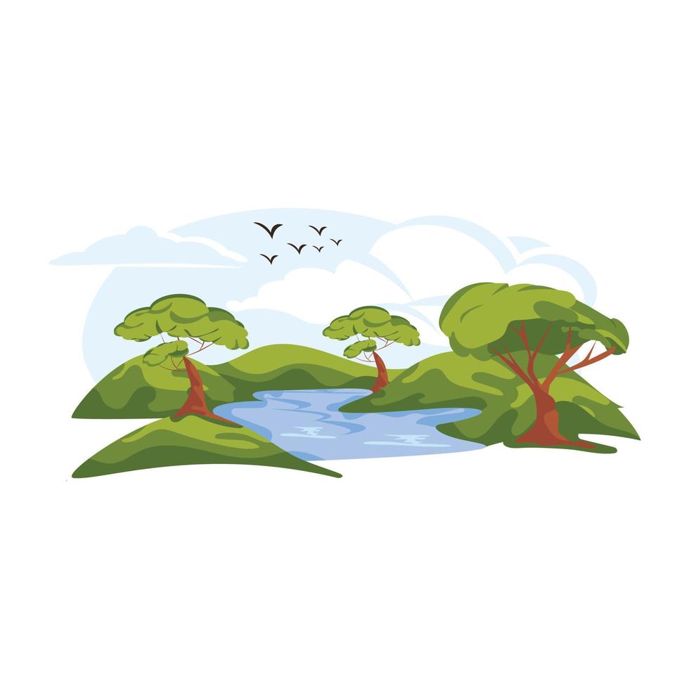 Download this flat design of riverside landscape vector