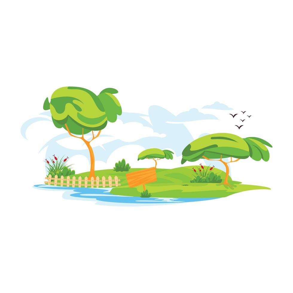 Download this flat design of riverside landscape vector