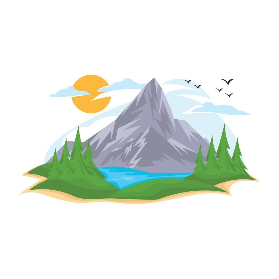 Download this flat design of riverside landscape vector