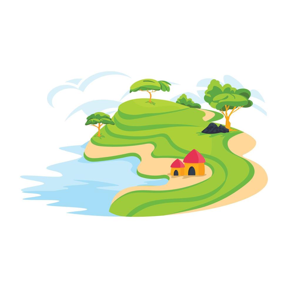 descarga este diseño plano de paisaje ribereño vector