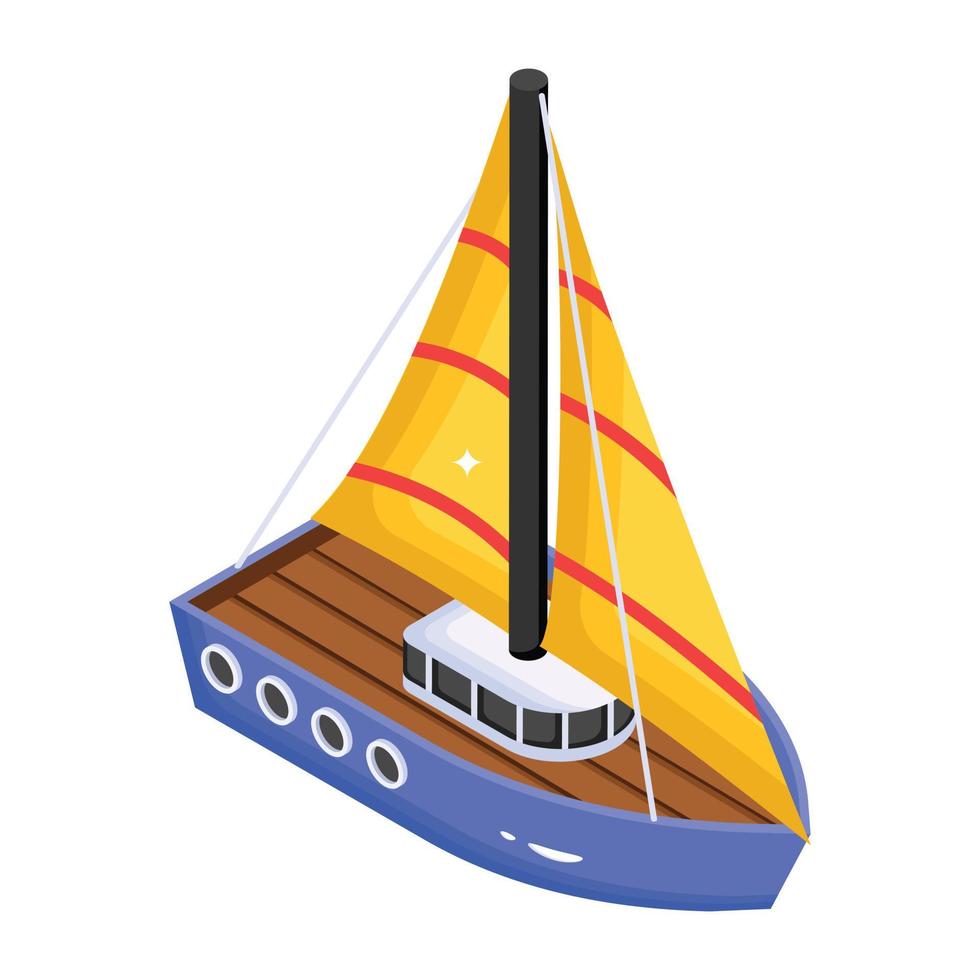 Water transport, an isometric icon of sailboat vector