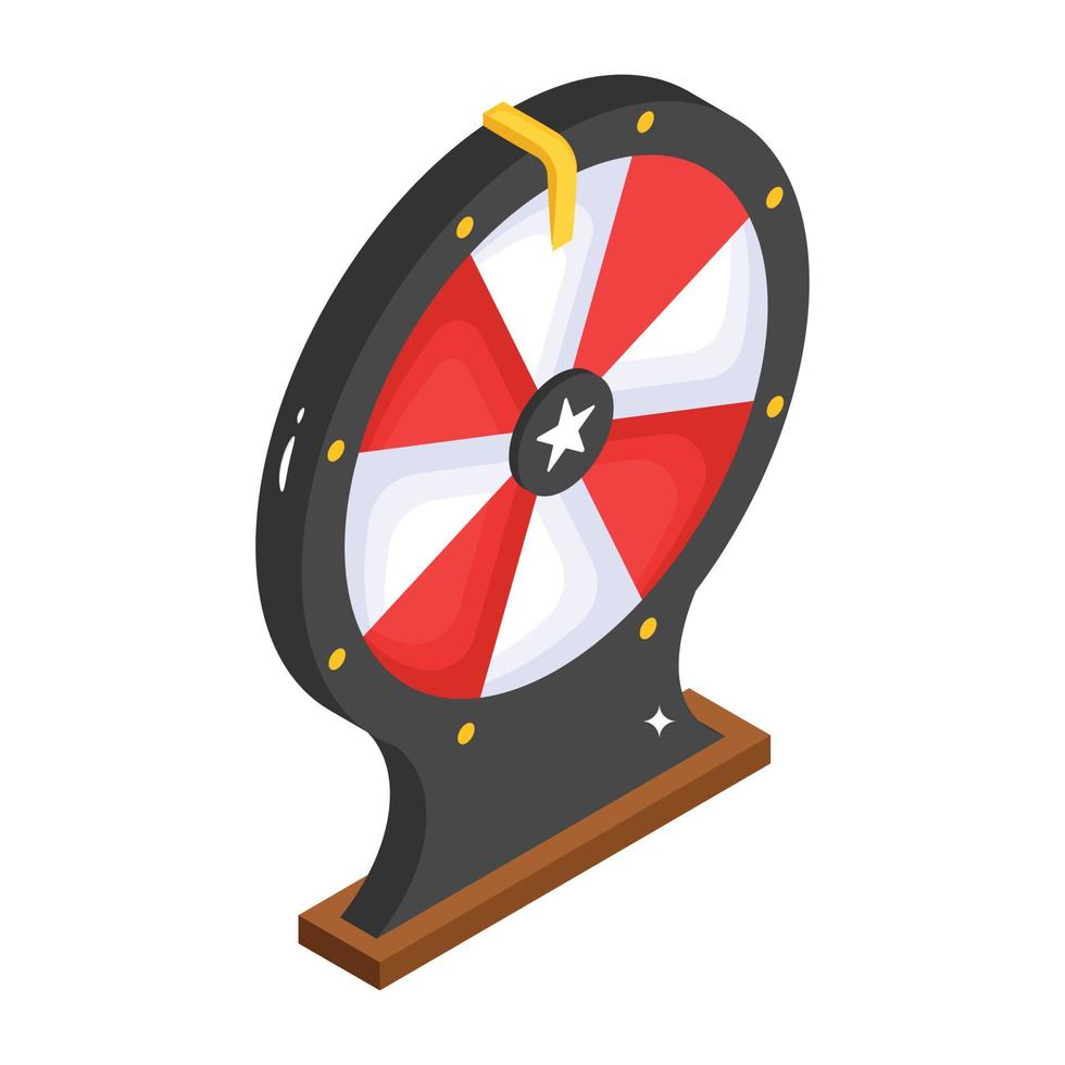 Luck game, isometric icon of spin wheel vector