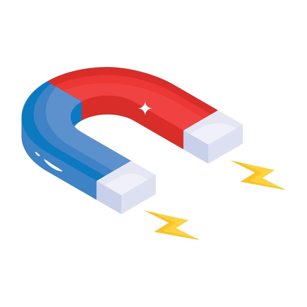 A scalable isometric icon of magnet vector