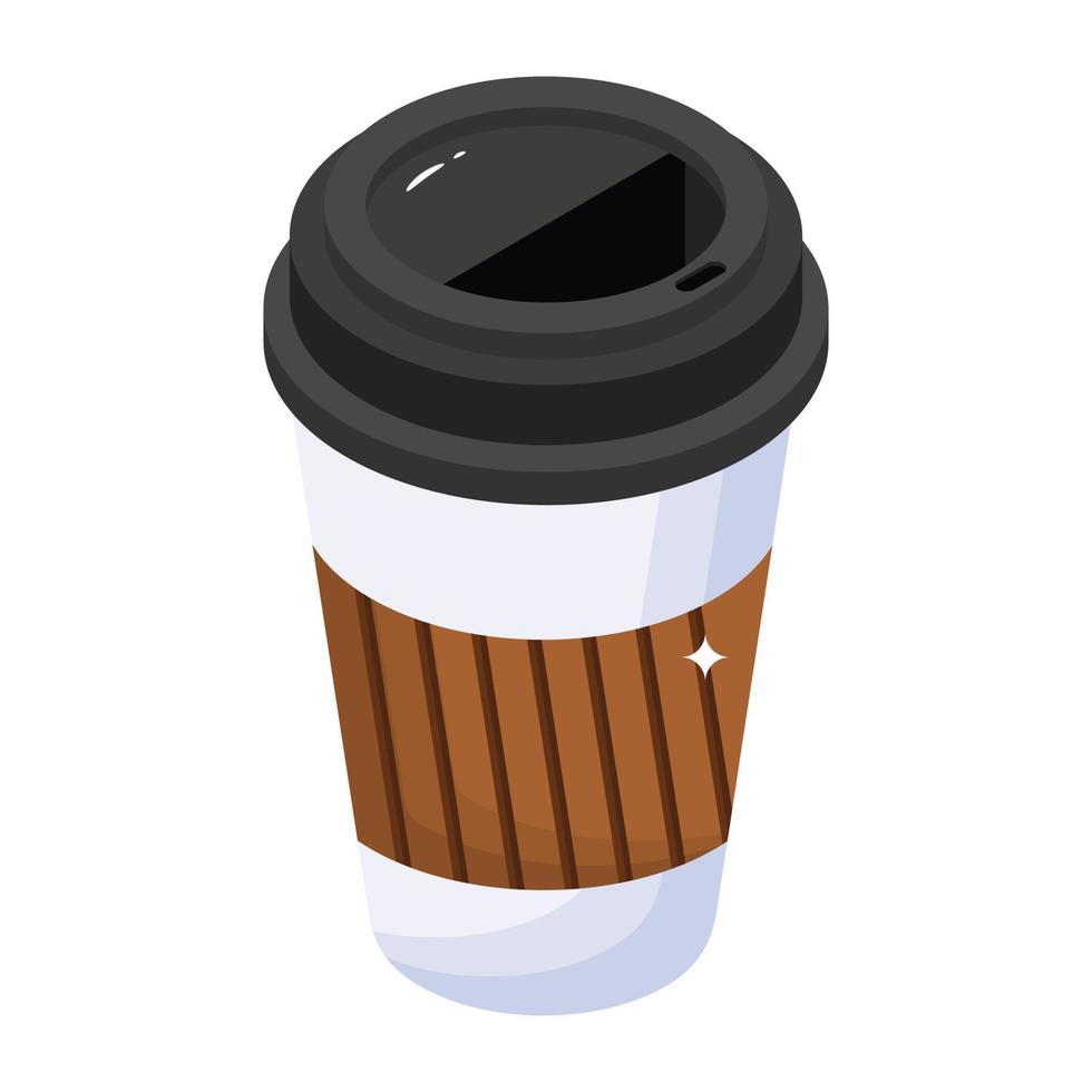 pon tus manos en este icono de café, vector isométrico