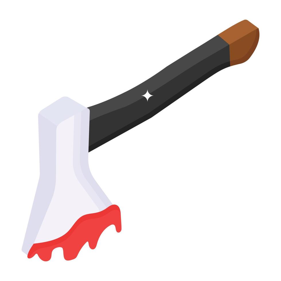Halloween weapon, an isometric icon of bloody axe vector