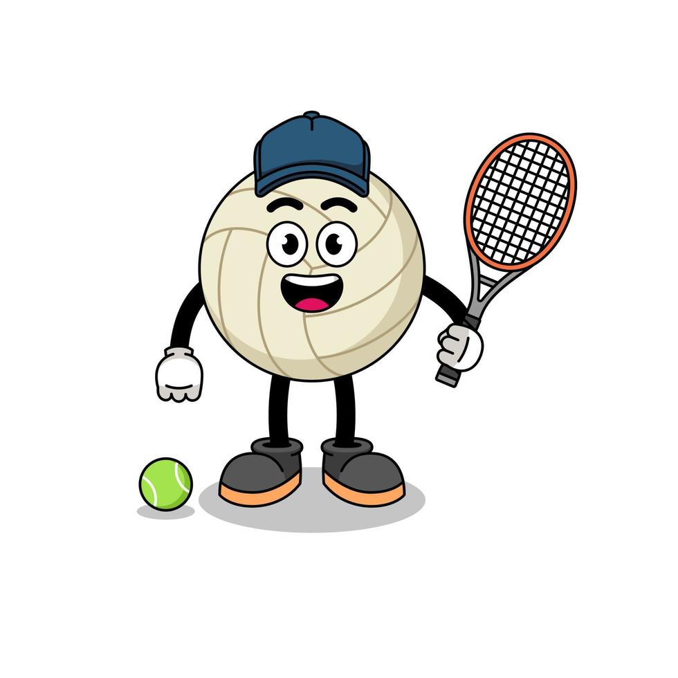 volleyball illustration as a tennis player vector