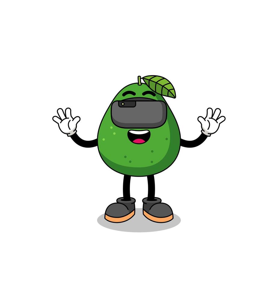 ilustración de fruta de aguacate con auriculares vr vector