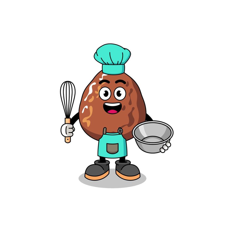 Illustration of date fruit as a bakery chef vector