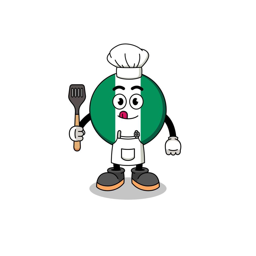 Mascot Illustration of nigeria flag chef vector