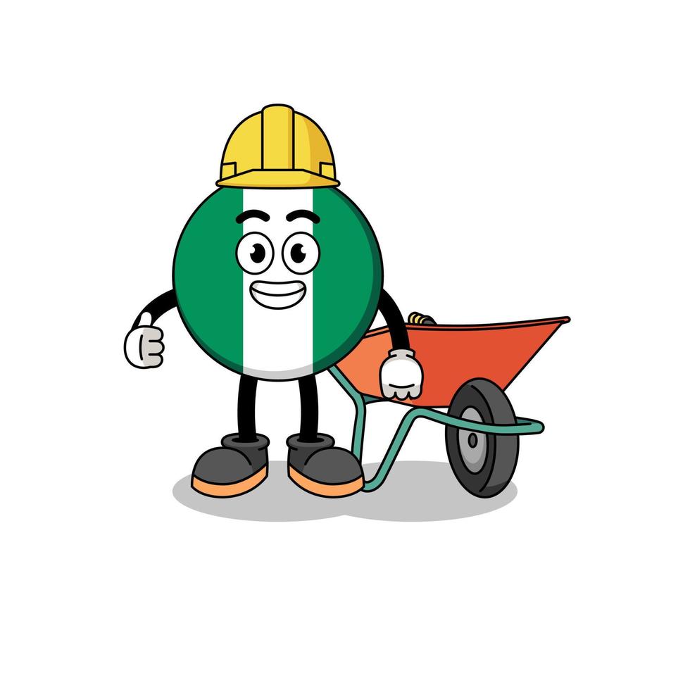 nigeria flag cartoon as a contractor vector