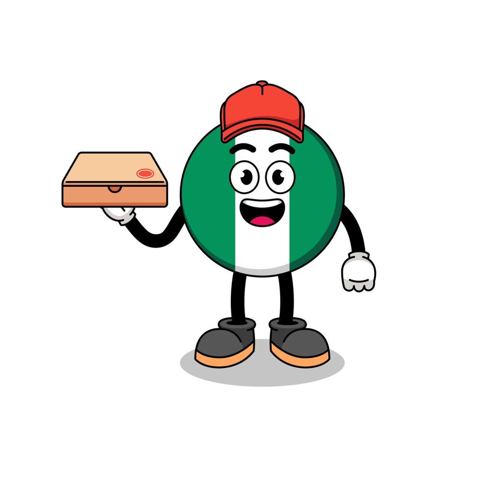 ilustración de la bandera de nigeria como repartidor de pizza vector