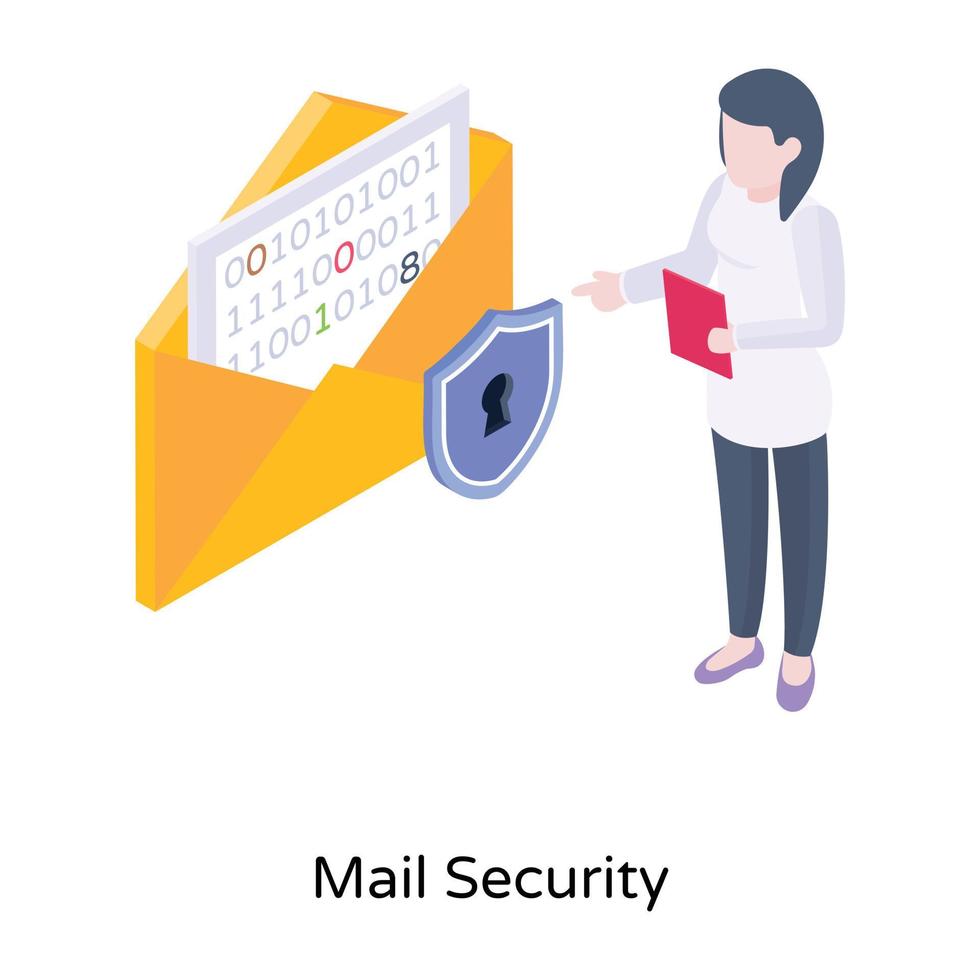 Envelope with shield, an isometric icon of mail security vector