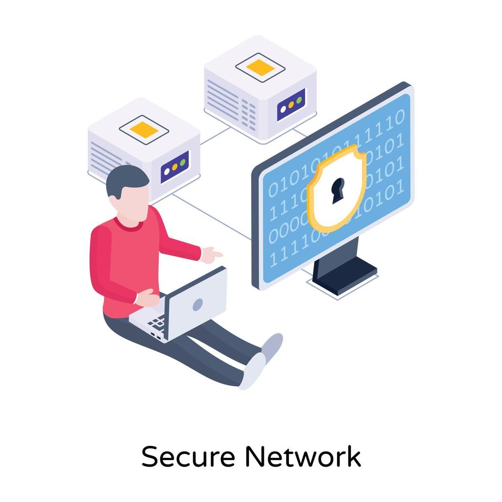 Have a look at this editable isometric icon of secure network vector