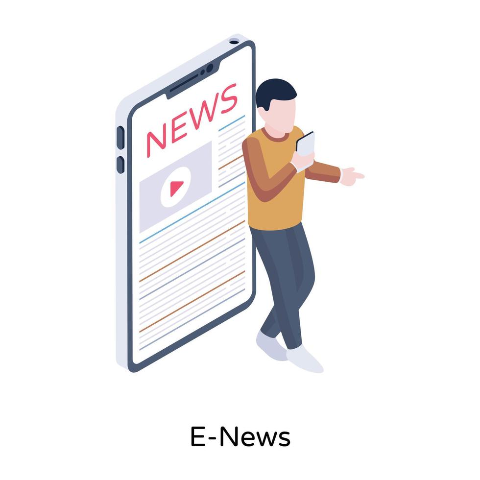 An isometric icon of e-news is up for premium use vector