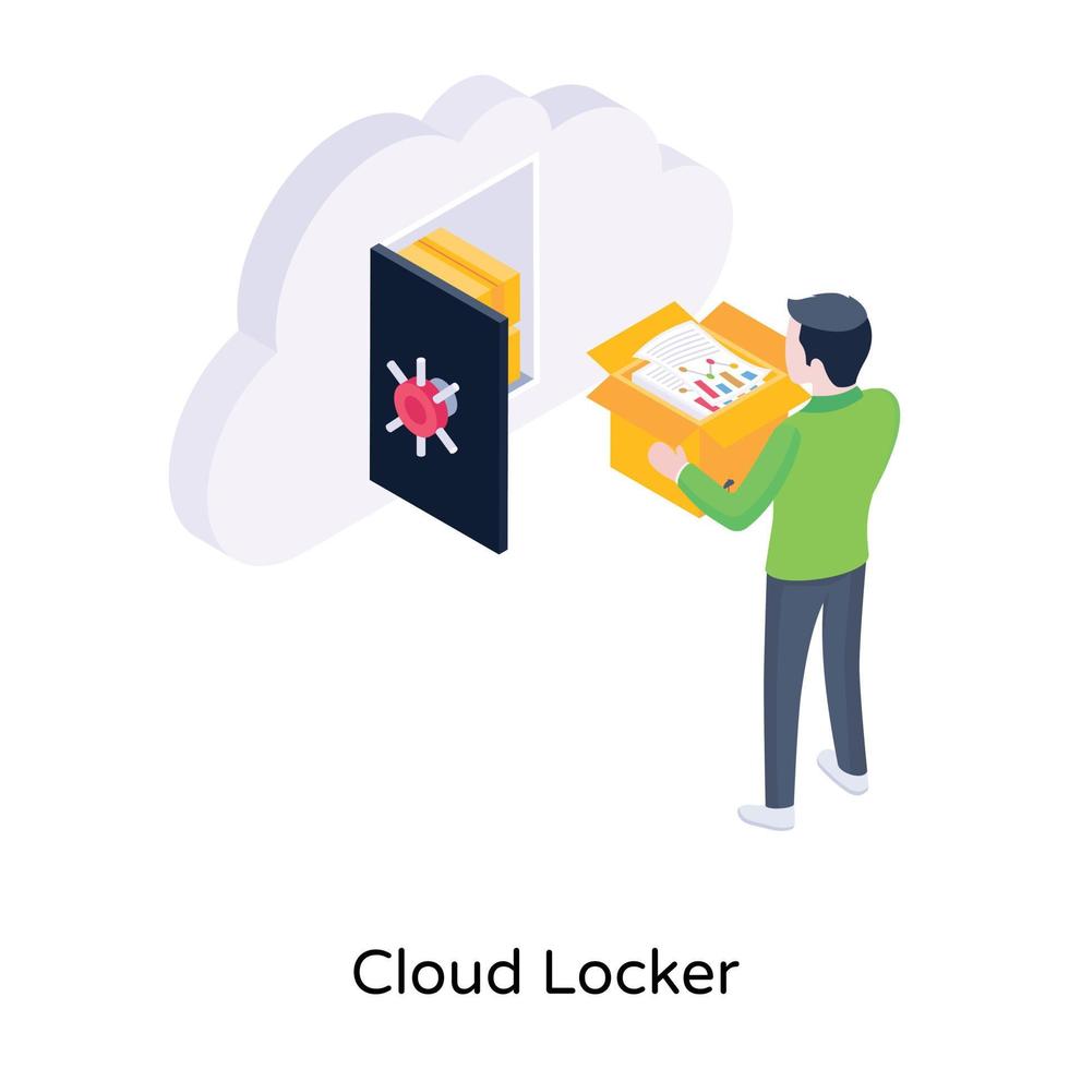 An isometric icon of cloud locker vector