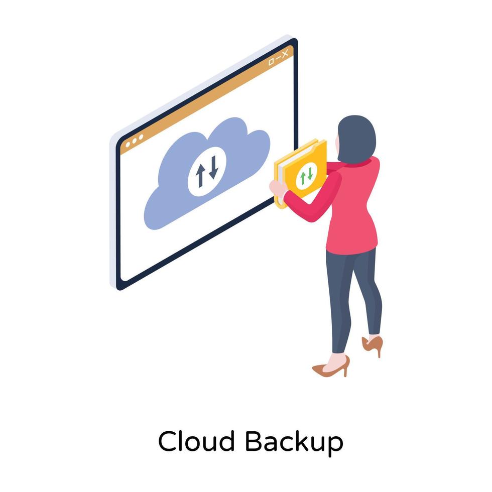 Online cloud backup data, isometric icon vector