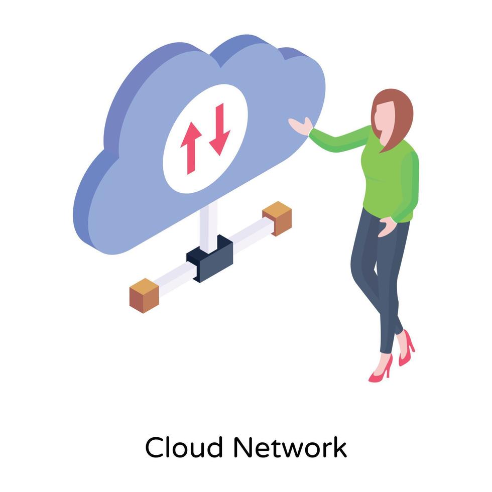 Isometric icon of cloud network, editable graphic vector