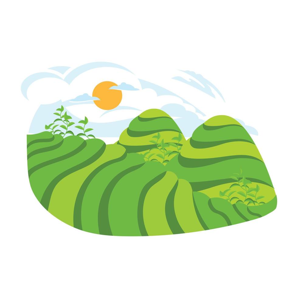 un diseño vectorial relajante para los ojos de un paisaje de camping vector