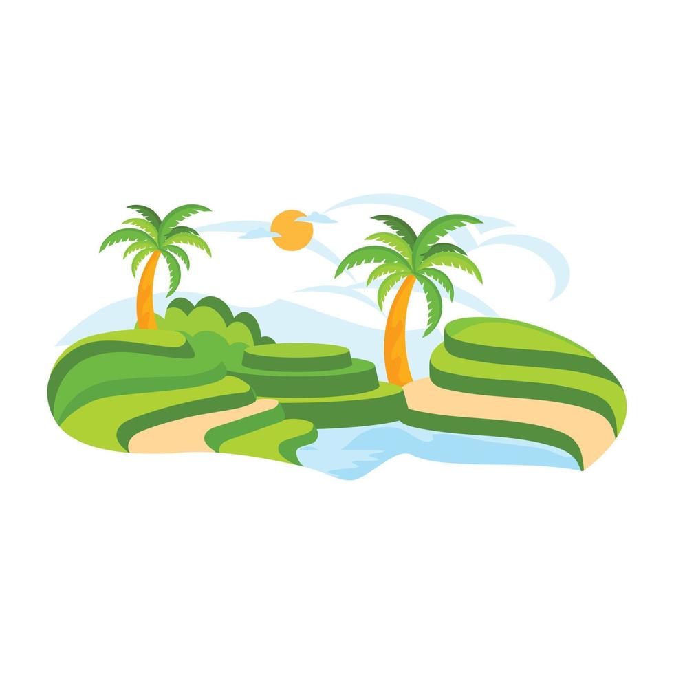 diseño de vector plano de paisaje natural, estilo de ilustración