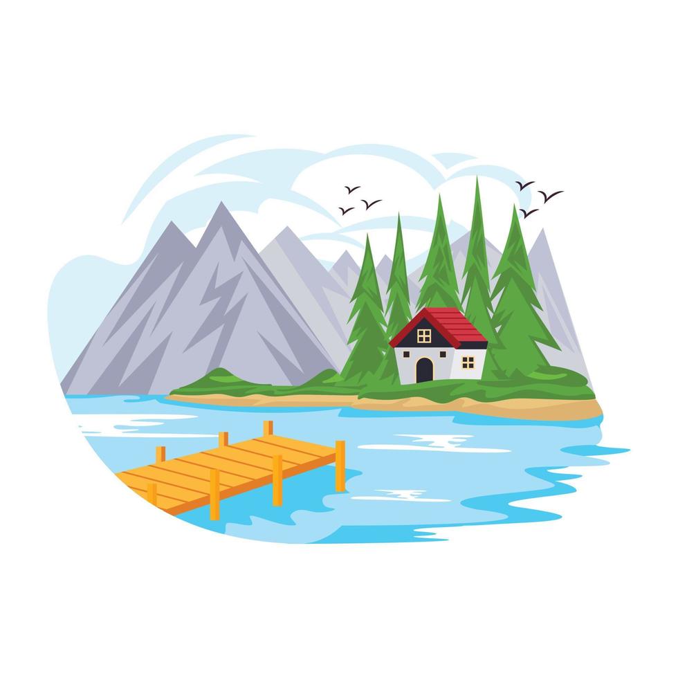 Nature landscape flat vector design, illustration style