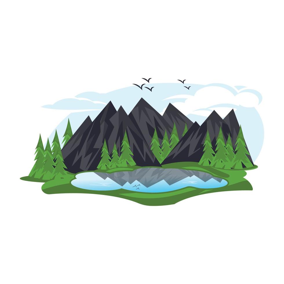 Nature landscape flat vector design, illustration style