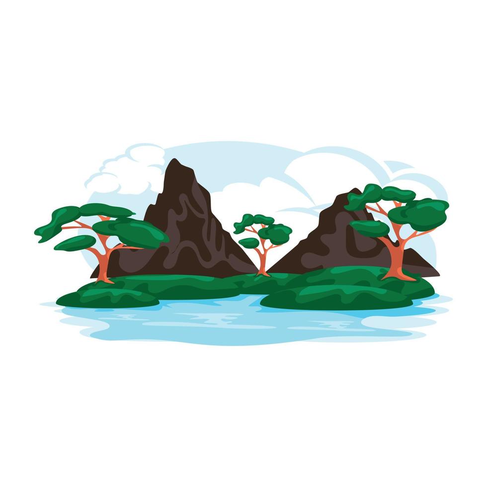 Nature landscape flat vector design, illustration style