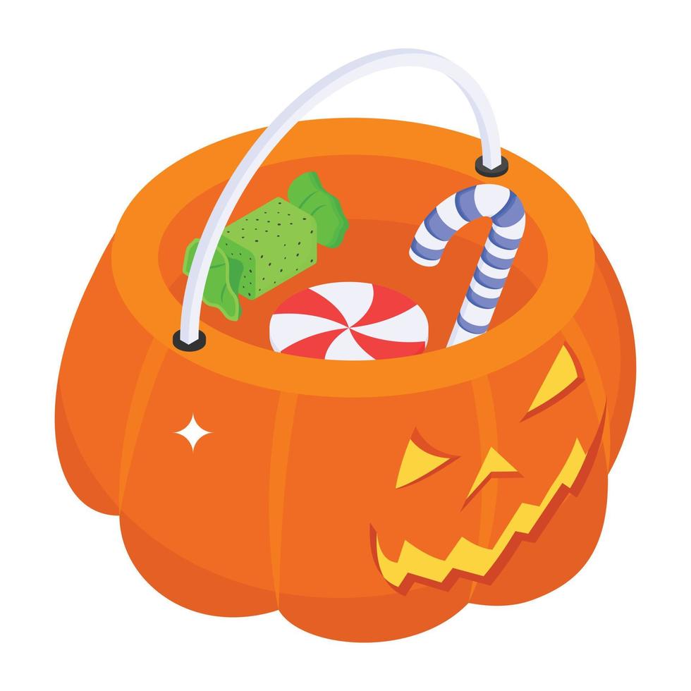 un icono isométrico de moda de la cesta de halloween vector