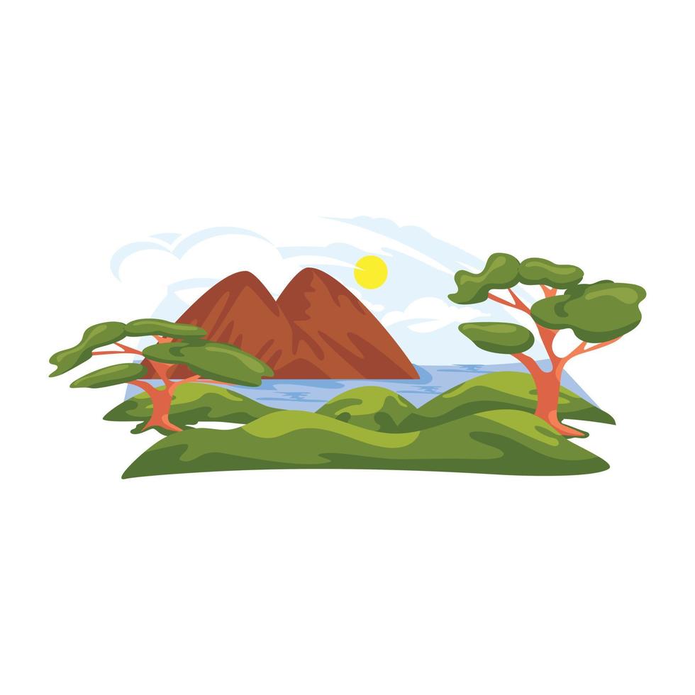 Download this flat design of riverside landscape vector