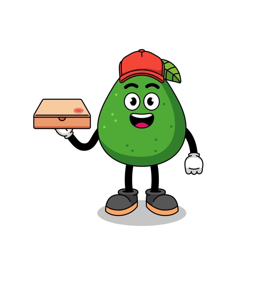 avocado fruit illustration as a pizza deliveryman vector