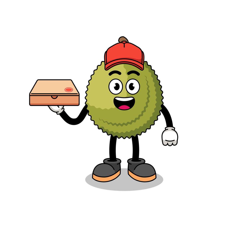 durian fruit illustration as a pizza deliveryman vector